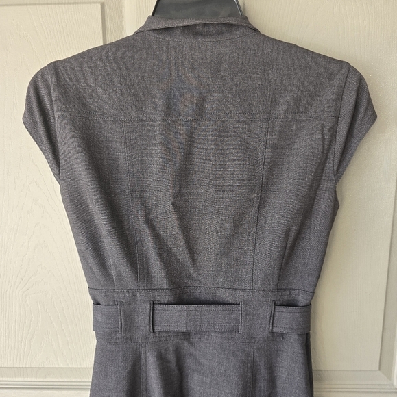 Calvin Klein Dress Sz S Gray Button Down Tie Waist Belted Midi Sleeveless - Picture 10 of 12